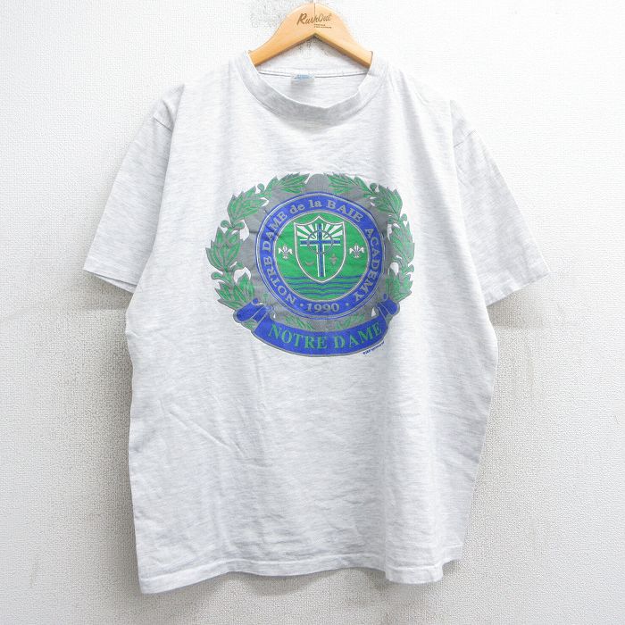 90s 半袖Tシャツ ノートルダムアカデミー グレー XL | 古着