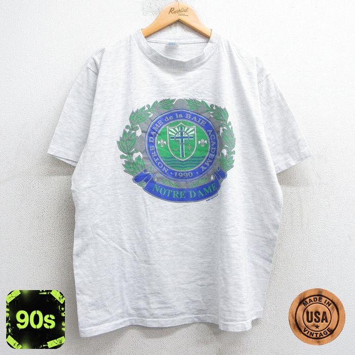 【50%OFF】90s 半袖Tシャツ ノートルダムアカデミー グレー XL | 古着