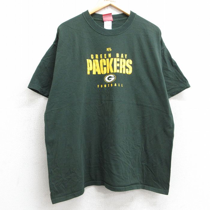 XL★古着 半袖 ビンテージ Tシャツ メンズ 00年代 00s NFL グリーンベイパッカーズ 大きいサイズ コットン クルーネック 緑 グリーン アメフト スーパーボウル 25apr24 中古