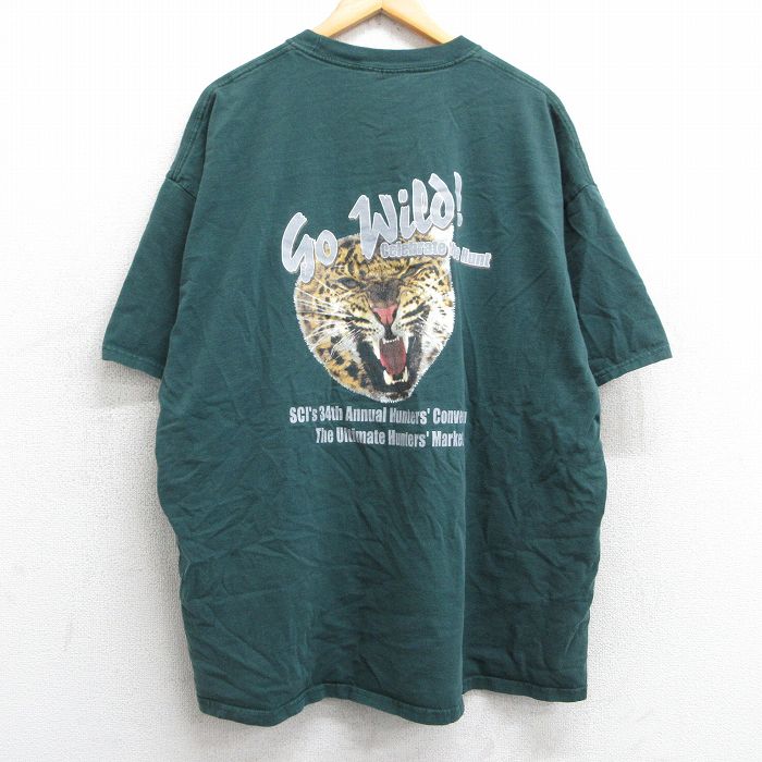 XL★古着 半袖 ビンテージ Tシャツ メンズ 00年代 00s 大きいサイズ コットン クルーネック 緑 グリーン 25apr24 中古