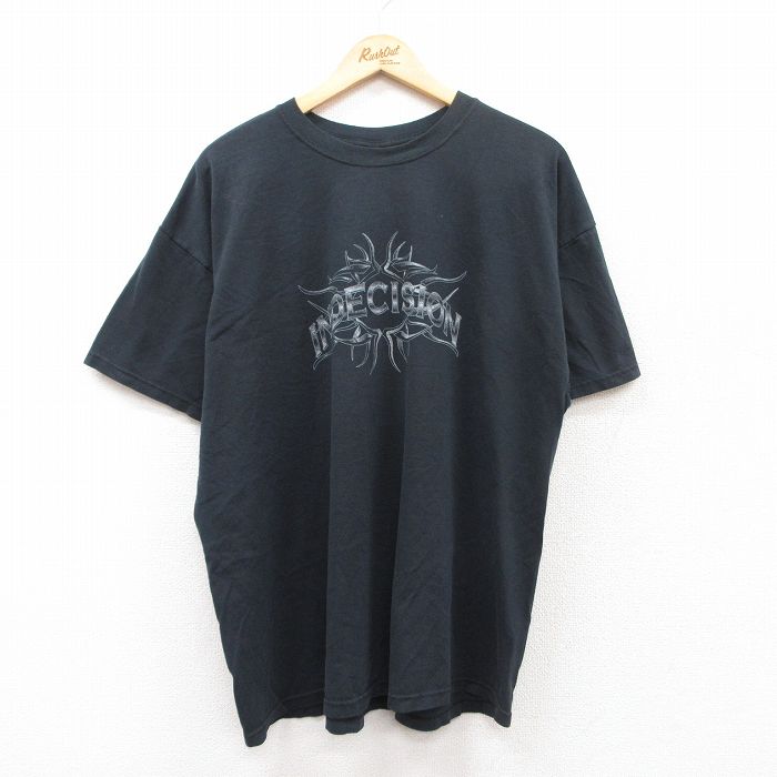 XL★古着 ジャージーズ 半袖 ビンテージ Tシャツ メンズ 00年代 00s INDECISION 大きいサイズ クルーネック 黒 ブラック 25apr25 中古