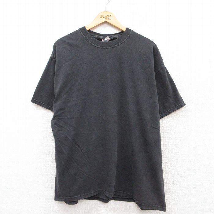 XL★古着 ヘインズ Hanes 半袖 ビンテージ Tシャツ メンズ 00年代 00s 無地 コットン クルーネック 黒 ブラック 25apr25 中古