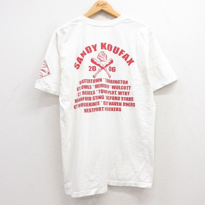 L★古着 半袖 ビンテージ Tシャツ メンズ 00年代 00s SANDY 野球 コットン クルーネック 白 ホワイト 25apr28 中古