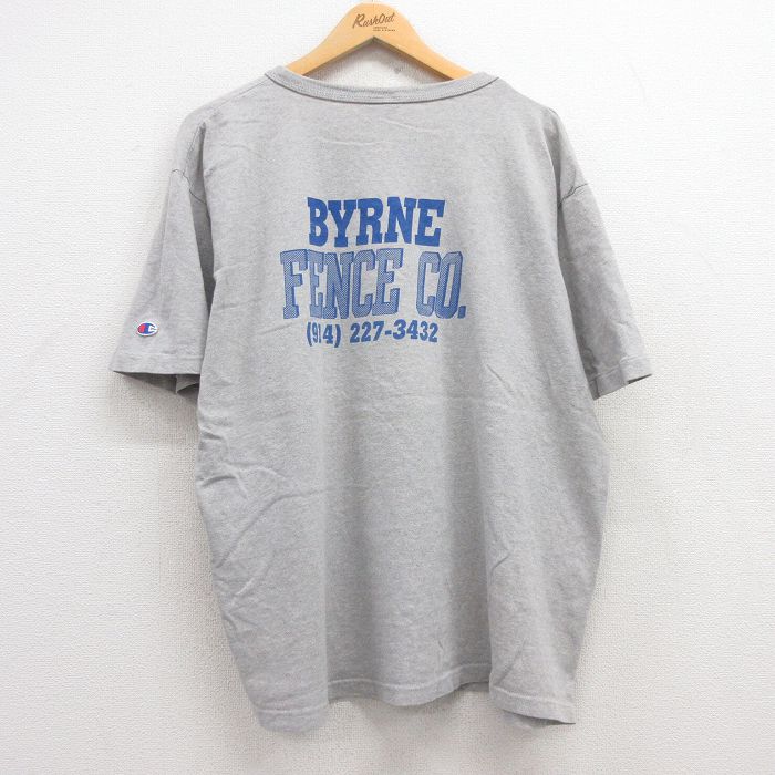 XL★古着 チャンピオン champion 半袖 ビンテージ Tシャツ メンズ BYRNE 大きいサイズ コットン クルーネック USA製 グレー 霜降り 25apr28 中古