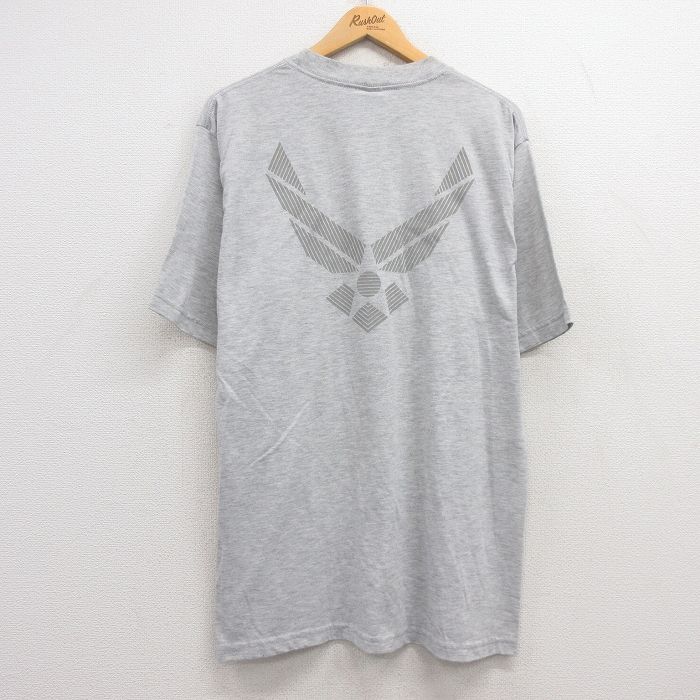 L★古着 半袖 ビンテージ Tシャツ メンズ 00年代 00s ミリタリー USエアフォース リフレクター クルーネック USA製 薄グレー 霜降り 25apr28 中古