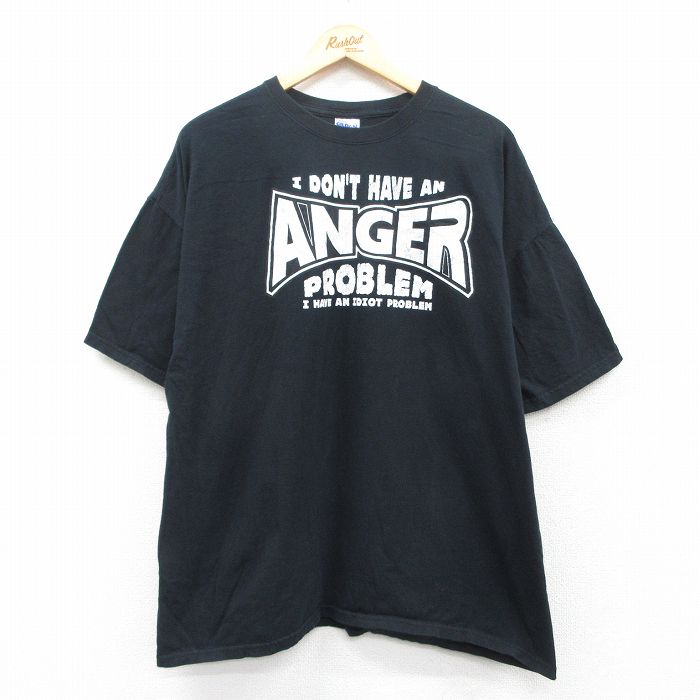 00s 半袖Tシャツ ANGER ブラック XL | 古着