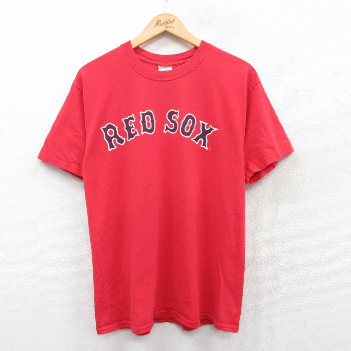 L★古着 半袖 ビンテージ Tシャツ メンズ 00年代 00s MLB ボストンレッドソックス ジェイソンバリテック 33 コットン クルーネック 赤 レッド メジャーリーグ ベースボール 野球 25apr30 中古