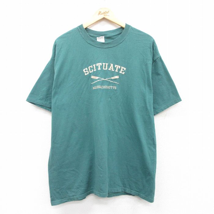 XL★古着 半袖 ビンテージ Tシャツ メンズ 00年代 00s シチュエート 刺繍 コットン クルーネック 緑 グリーン 25apr30 中古