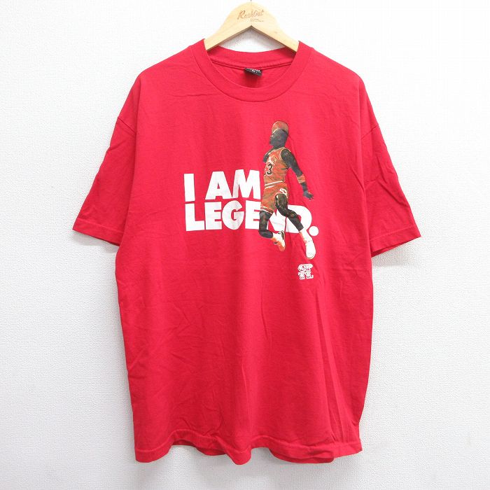 XL★古着 半袖 ビンテージ Tシャツ メンズ 90年代 90s マイケルジョーダン エアジョーダン コットン クルーネック USA製 赤 レッド 25apr30 中古
