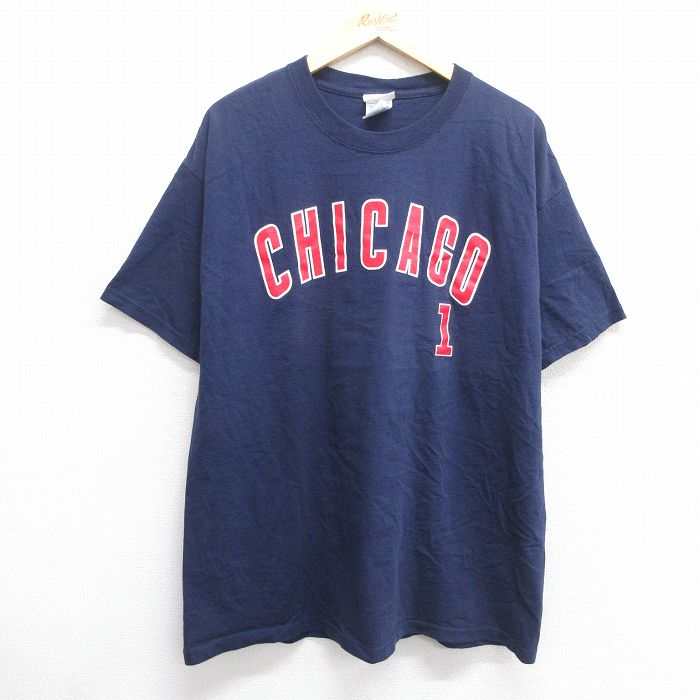 【50%OFF】XL★古着 半袖 ビンテージ Tシャツ メンズ 00年代 00s MLB シカゴカブス 福留孝介 1 コットン クルーネック 紺 ネイビー メジャーリーグ ベースボール 野球 【spe】 25apr30 中古