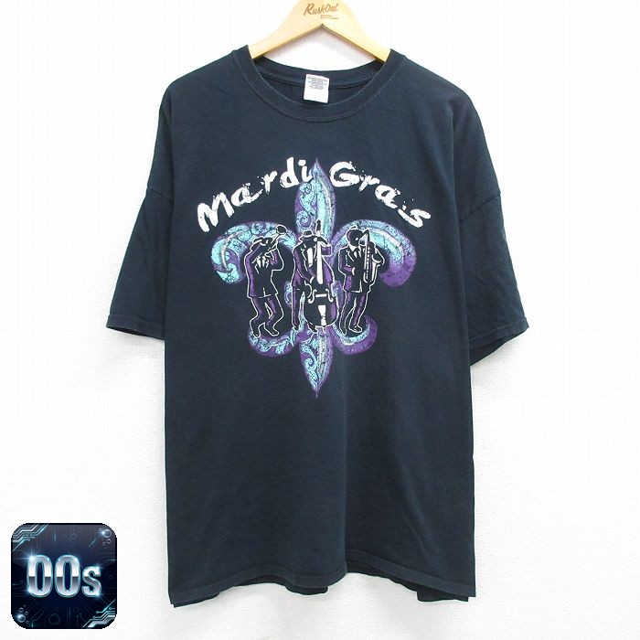 【50%OFF】00s 半袖Tシャツ マルディグラ ブラック XL | 古着