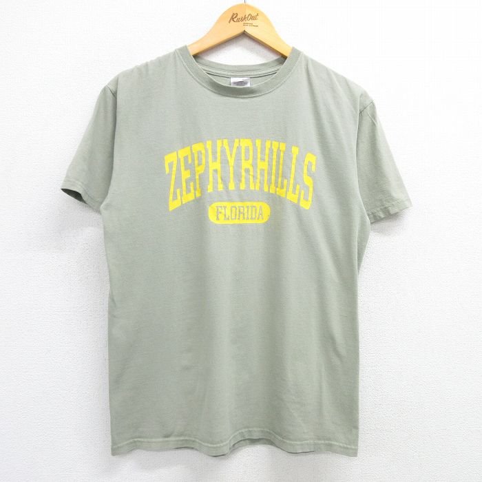 M★古着 半袖 ビンテージ Tシャツ メンズ 00年代 00s ゼファーヒルズ コットン クルーネック 薄緑 グリーン 25may01 中古
