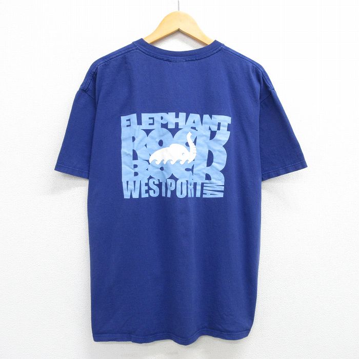 XL★古着 半袖 ビンテージ Tシャツ メンズ 00年代 00s ゾウ ロックボック ビーチ 大きいサイズ コットン クルーネック 紺 ネイビー 25may01 中古