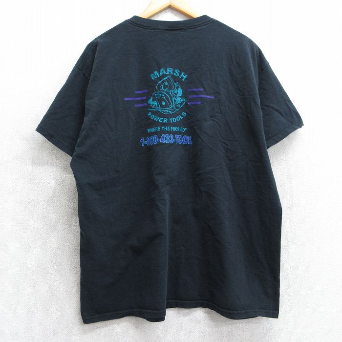 XL★古着 フルーツオブザルーム 半袖 ビンテージ Tシャツ メンズ 00年代 00s MARSH パワーツールズ コットン クルーネック 黒 ブラック 25may01 中古
