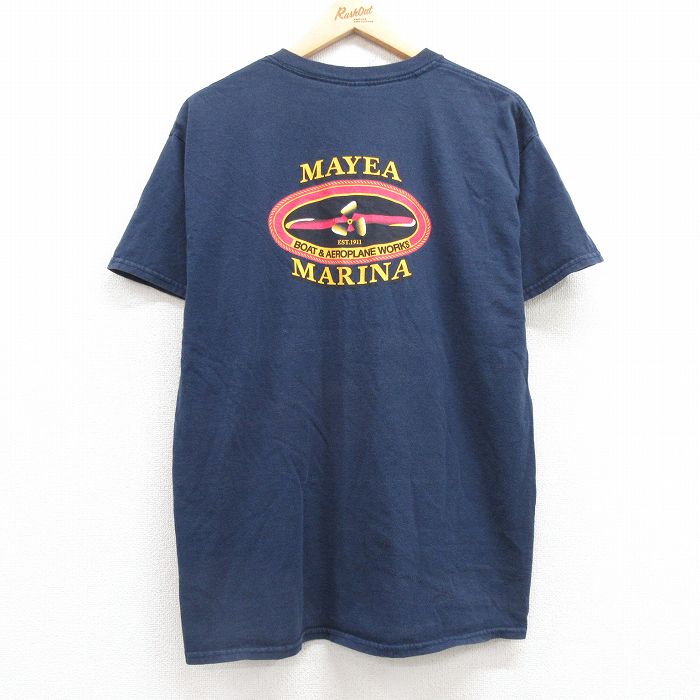 XL★古着 半袖 ビンテージ Tシャツ メンズ 00年代 00s MARINA コットン クルーネック 紺 ネイビー 25may01 中古