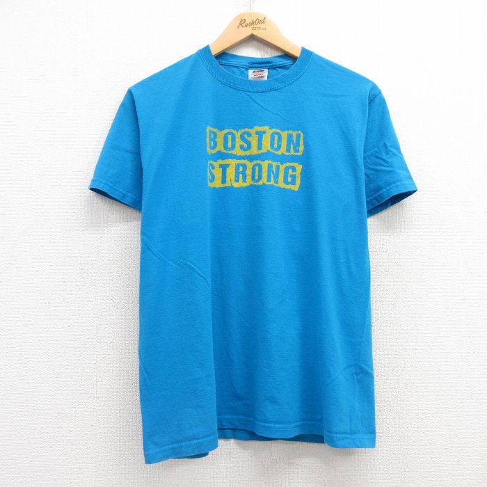 M★古着 フルーツオブザルーム 半袖 ビンテージ Tシャツ メンズ 00年代 00s ボストン コットン クルーネック 青 ブルー 25may01 中古