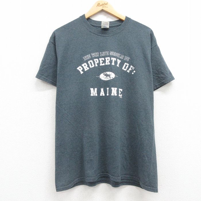 XL★古着 半袖 ビンテージ Tシャツ メンズ 00年代 00s MAINE クルーネック グレー 霜降り 25may01 中古