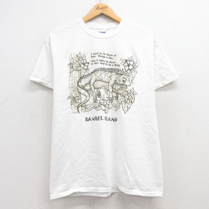 M★古着 半袖 ビンテージ Tシャツ メンズ 00年代 00s カメレオン コットン クルーネック 白 ホワイト 25may01 中古