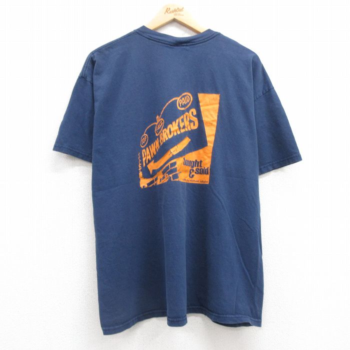 XL★古着 半袖 ビンテージ Tシャツ メンズ 00年代 00s bought&sold 大きいサイズ コットン クルーネック 紺 ネイビー 25may01 中古
