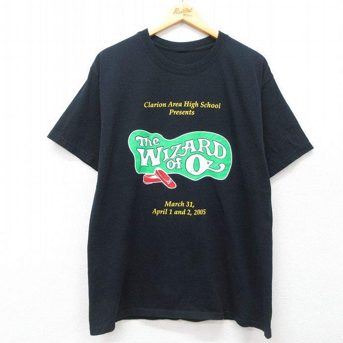 L★古着 半袖 ビンテージ Tシャツ メンズ 00年代 00s オズの魔法使い クルーネック 黒 ブラック 25may01 中古
