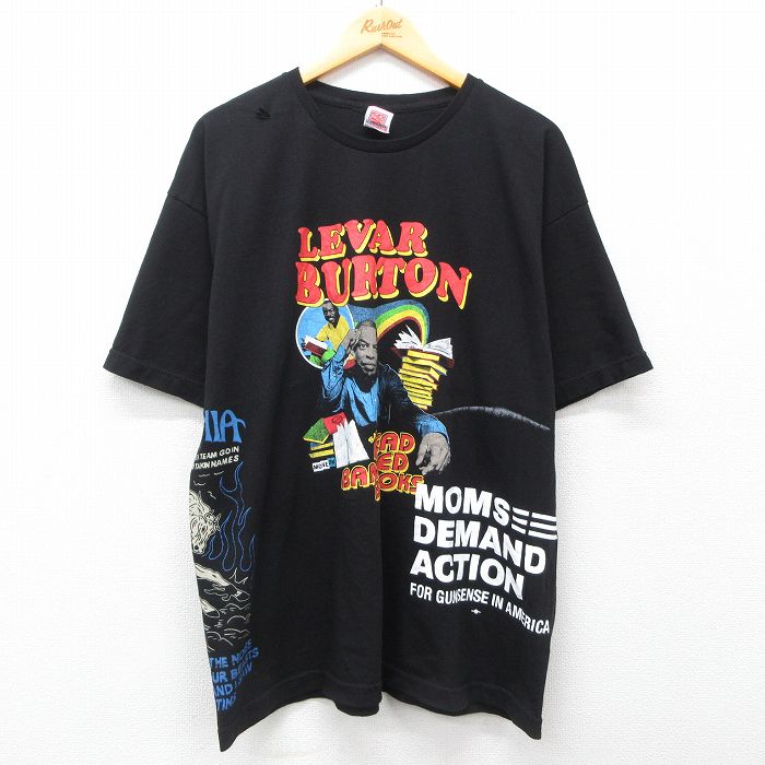 【50%OFF】XL★古着 半袖 ビンテージ Tシャツ メンズ 00年代 00s レヴァーバートン 大きいサイズ コットン クルーネック USA製 黒 ブラック 【spe】 25may01 中古