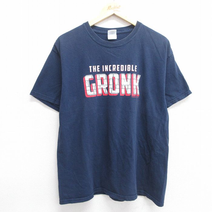 L★古着 半袖 ビンテージ Tシャツ メンズ 00年代 00s GRONK 87 コットン クルーネック 紺 ネイビー 25may01 中古