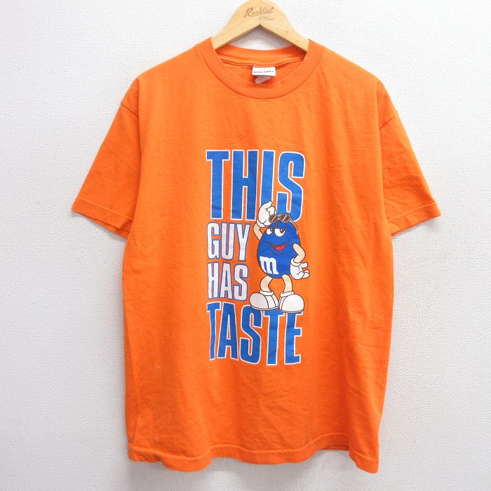 L★古着 半袖 ビンテージ Tシャツ メンズ 00年代 00s H&MS コットン クルーネック オレンジ 25may01 中古