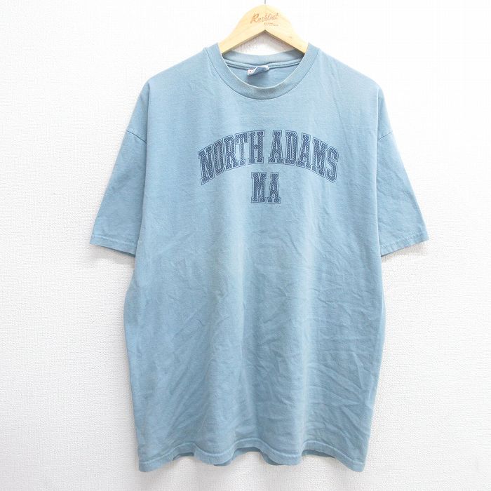 XL★古着 ヘインズ Hanes 半袖 ビンテージ Tシャツ メンズ 00年代 00s ノースアダムズ 犬 コットン クルーネック 薄紺 ネイビー 25may01 中古