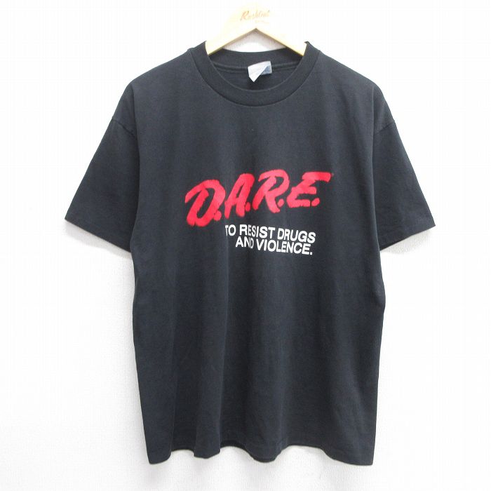 L★古着 ヘインズ Hanes 半袖 ビンテージ Tシャツ メンズ 00年代 00s DARE クルーネック 黒 ブラック 25may01 中古