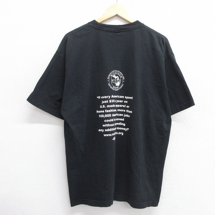 XL★古着 半袖 ビンテージ Tシャツ メンズ 90年代 90s メッセージ 胸ポケット付き コットン クルーネック USA製 黒 ブラック 25may01 中古