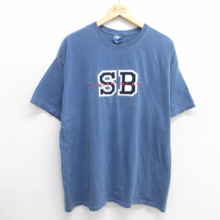 ヘインズ 00s 半袖Tシャツ サウスビーチ ネイビー XL | 古着