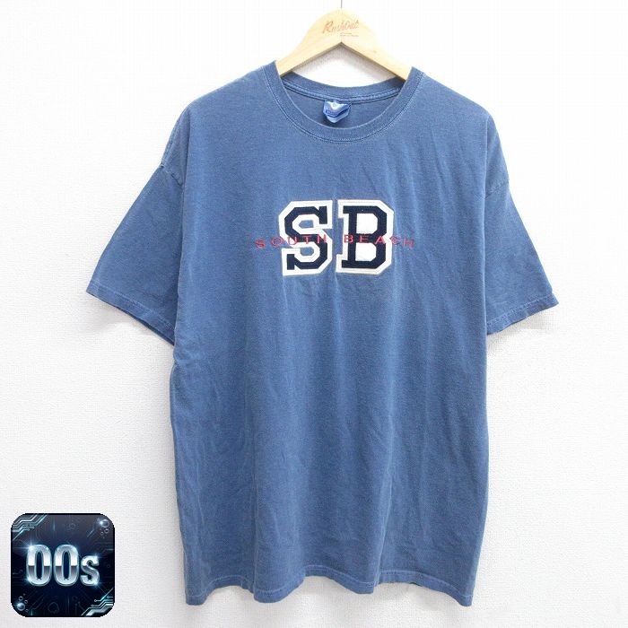【50%OFF】ヘインズ 00s 半袖Tシャツ サウスビーチ ネイビー XL | 古着