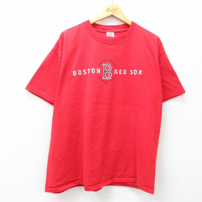 XL★古着 半袖 ビンテージ Tシャツ メンズ 00年代 00s MLB ボストンレッドソックス 大きいサイズ コットン クルーネック 赤 レッド メジャーリーグ ベースボール 野球 25may01 中古