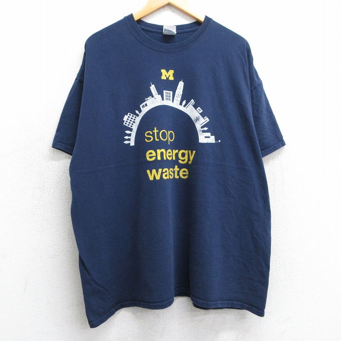 00s 半袖Tシャツ energy waste ネイビー XL | 古着