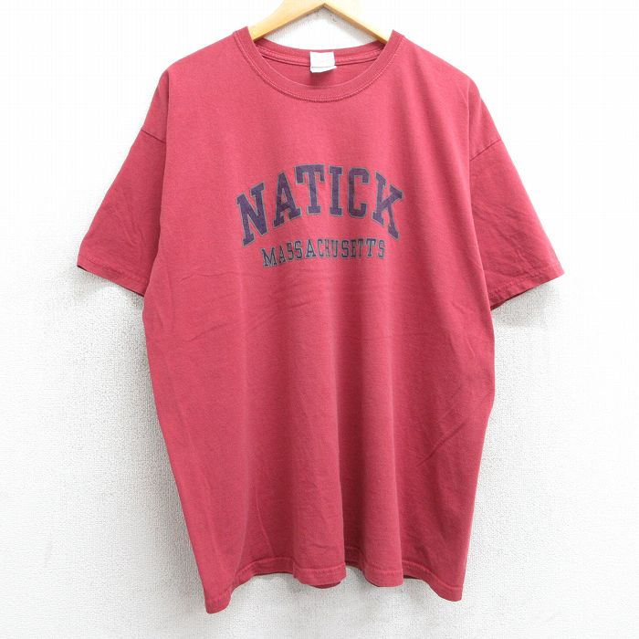 XL★古着 半袖 ビンテージ Tシャツ メンズ 00年代 00s ネイティック 大きいサイズ コットン クルーネック 赤系 レッド 25may01 中古