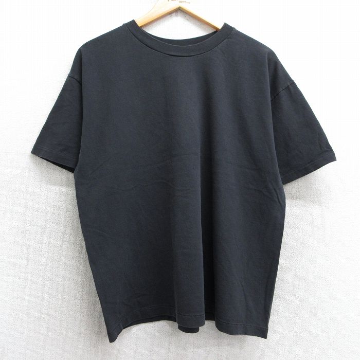 XL★古着 ヘインズ Hanes 半袖 ビンテージ Tシャツ メンズ 90年代 90s 無地 コットン クルーネック USA製 黒 ブラック 25may01 中古