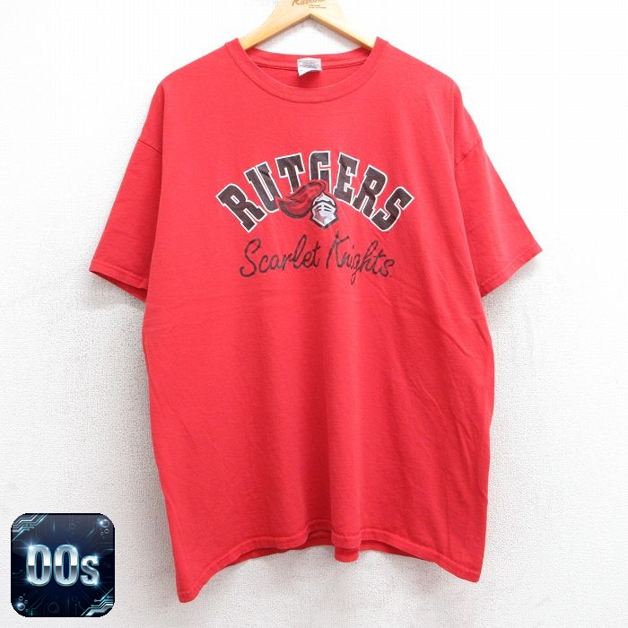 【50%OFF】00s 半袖Tシャツ ラトガーススカーレットナイツ レッド XL | 古着