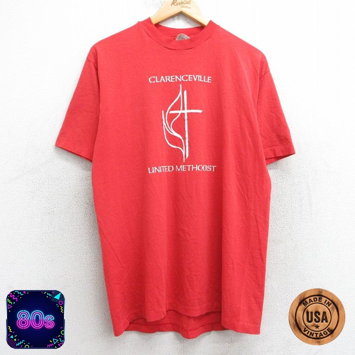 【50%OFF】ヘインズ 80s 半袖Tシャツ CLARENCEVILLE レッド L | 古着