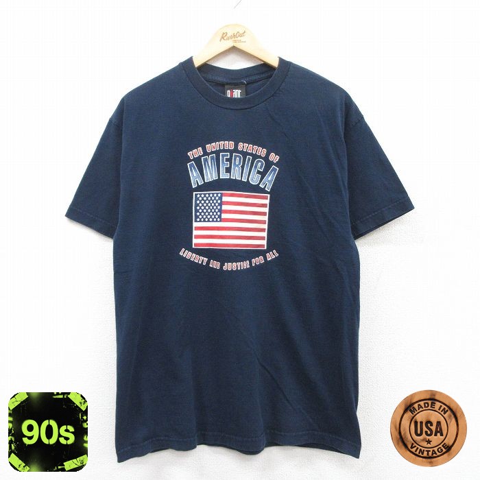 【50%OFF】90s 半袖Tシャツ 星条旗 ネイビー L | 古着