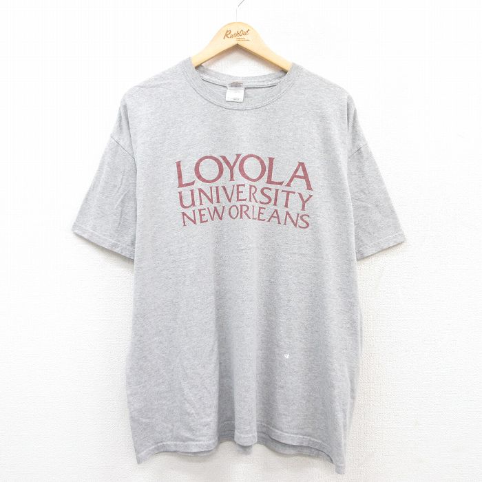 XL★古着 半袖 ビンテージ Tシャツ メンズ 00年代 00s ロヨラ 大学 ニューオーリンズ 大きいサイズ クルーネック グレー 霜降り 25may02 中古