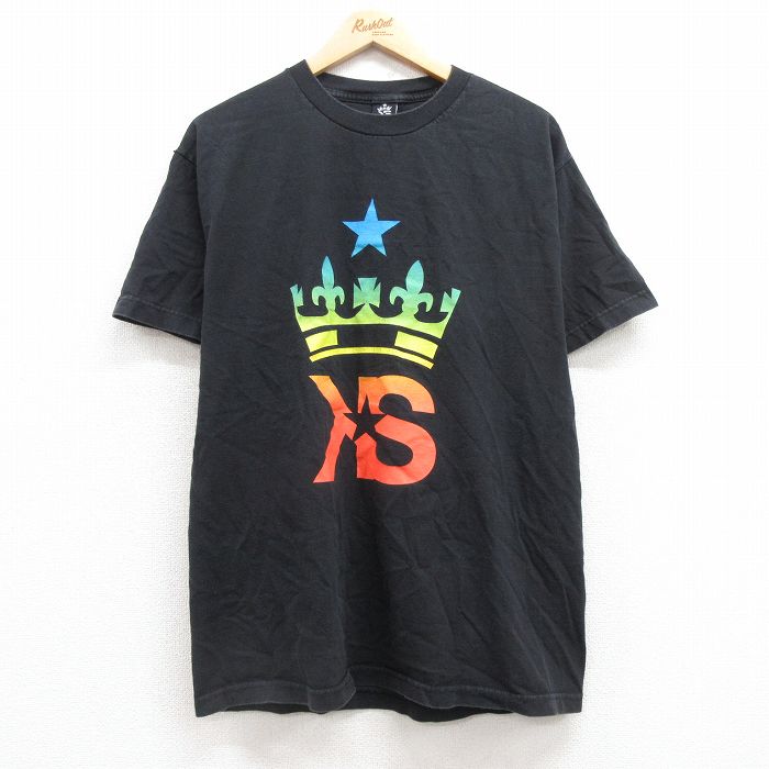 L★古着 半袖 ビンテージ Tシャツ メンズ 90年代 90s KING STAMPEDE コットン クルーネック USA製 黒 ブラック 25may02 中古