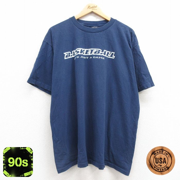 【50%OFF】90s 半袖Tシャツ バスケットボール ネイビー XL | 古着
