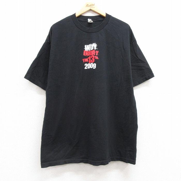 【50%OFF】XL★古着 半袖 ビンテージ Tシャツ メンズ 00年代 00s 映画 13日の金曜日 ジェイソン コットン クルーネック 黒 ブラック 【spe】 25may02 中古