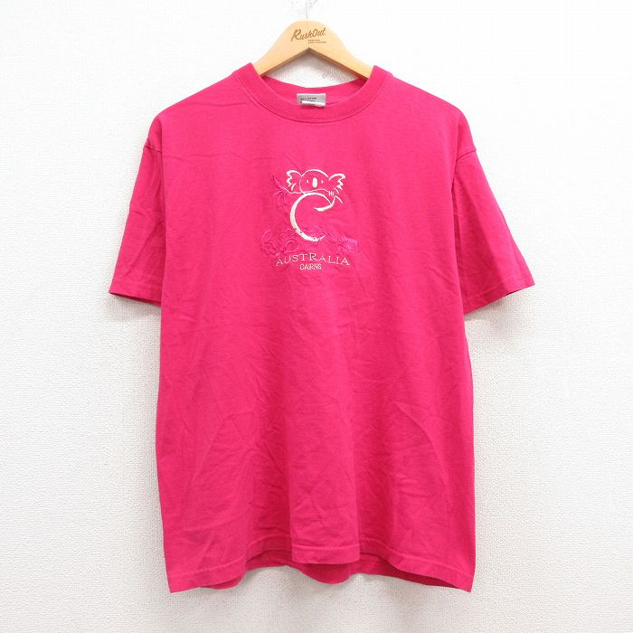 00s 半袖Tシャツ コアラ刺繍 ピンク L | 古着