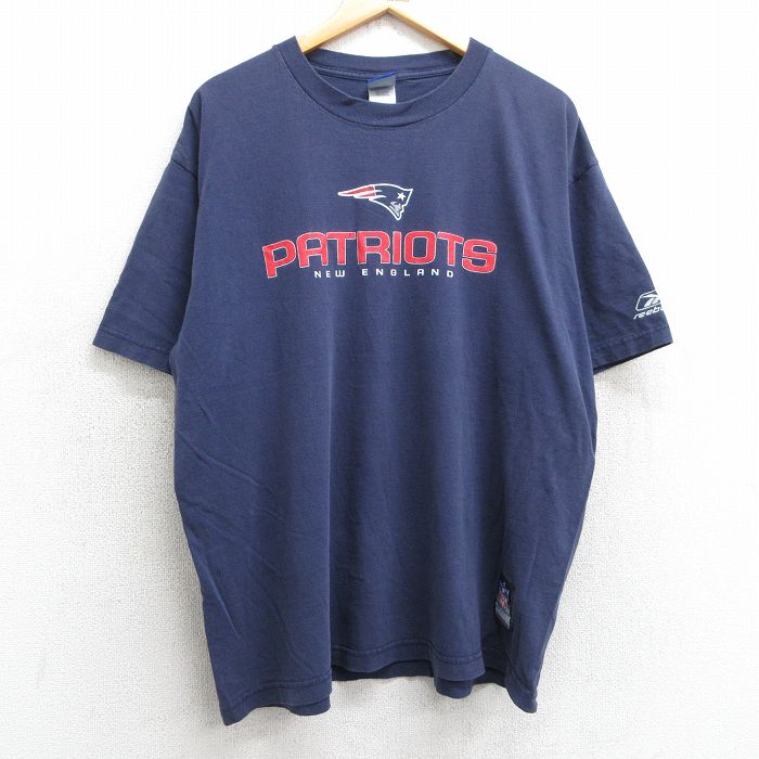 XL★古着 リーボック REEBOK 半袖 ビンテージ Tシャツ メンズ 00年代 00s NFL ニューイングランドペイトリオッツ 大きいサイズ コットン クルーネック 紺 ネイビー アメフト スーパーボウル 25may02 中古