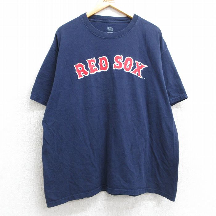 XL★古着 リー Lee 半袖 ビンテージ Tシャツ メンズ 00年代 00s MLB ボストンレッドソックス ジョナサンパペルボン 58 大きいサイズ コットン クルーネック 紺 ネイビー メジャーリーグ ベースボール 野球 25may02 中古