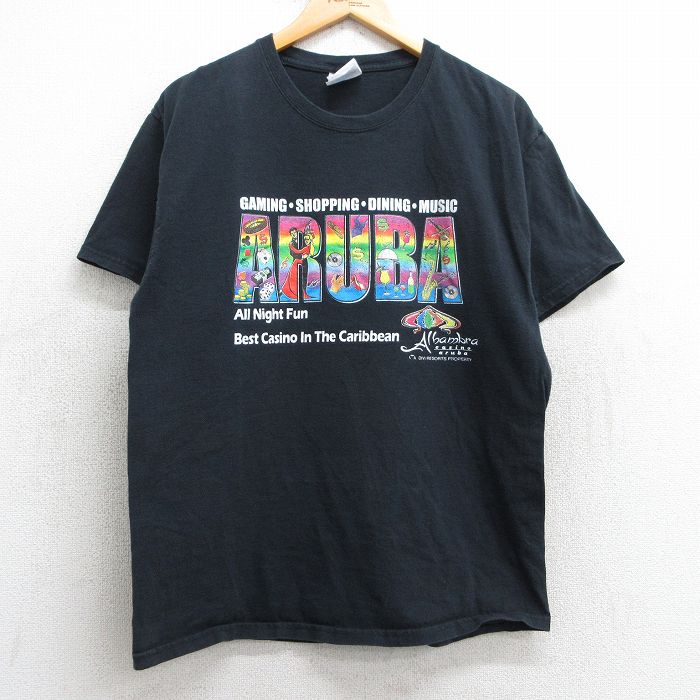 L★古着 ヘインズ Hanes 半袖 ビンテージ Tシャツ メンズ 00年代 00s アルバ コットン クルーネック 黒 ブラック 25may02 中古