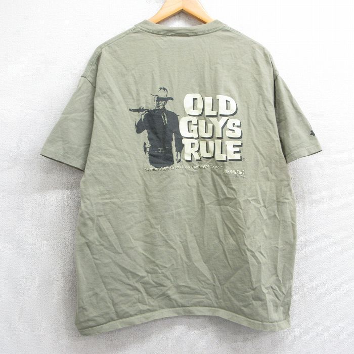 XL★古着 半袖 ビンテージ Tシャツ メンズ 00年代 00s オールドガイズルール ジョンウェイン コットン クルーネック ベージュ系 カーキ 25may02 中古