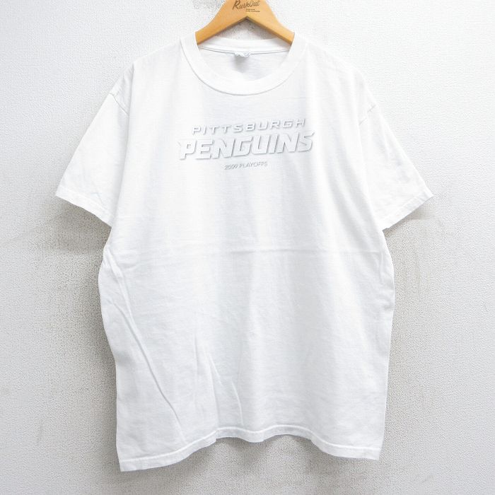 XL★古着 半袖 ビンテージ Tシャツ メンズ 00年代 00s NHL ピッツバーグペンギンズ スターキスト コットン クルーネック 白 ホワイト アイスホッケー 25may02 中古