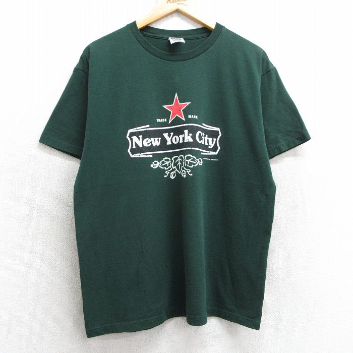 L★古着 フルーツオブザルーム 半袖 ビンテージ Tシャツ メンズ 00年代 00s ニューヨーク クルーネック 緑 グリーン 25may02 中古